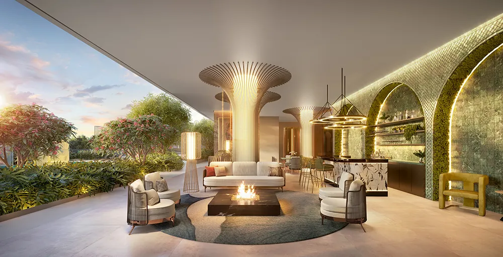 Perspectiva ilustrada do lounge bar